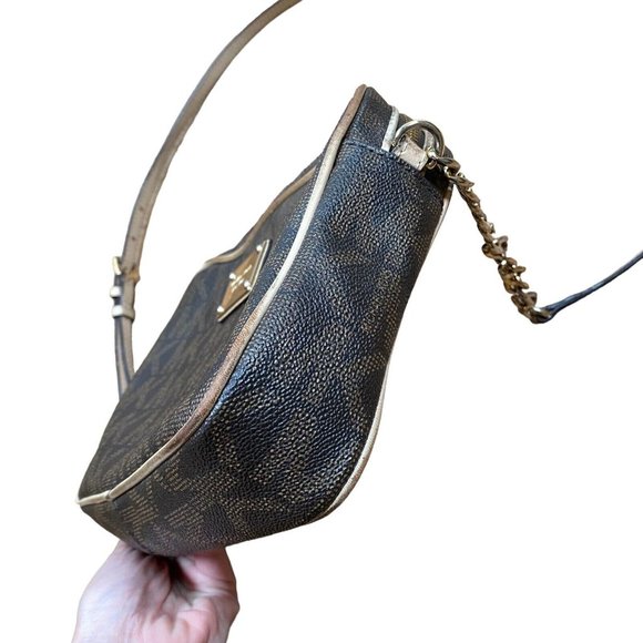 Michael Kors Brown Logo Saffiano Leather Gold Chain Jet‎ Set Small Crossbody - Picture 3 of 10
